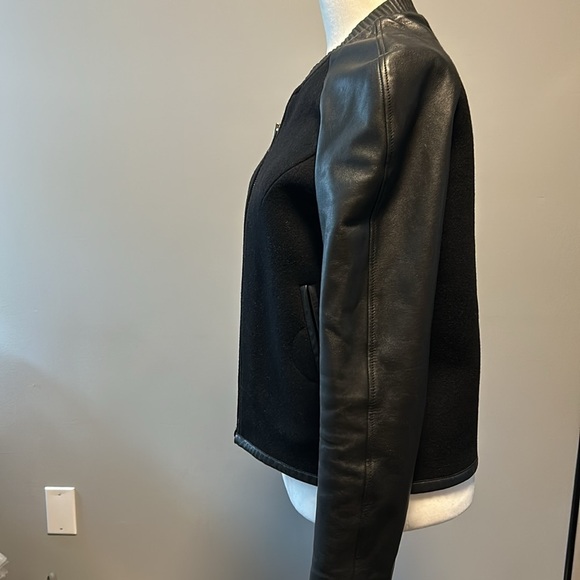 Sandro Leather And Wool Biker Jacket - Picture 12 of 14